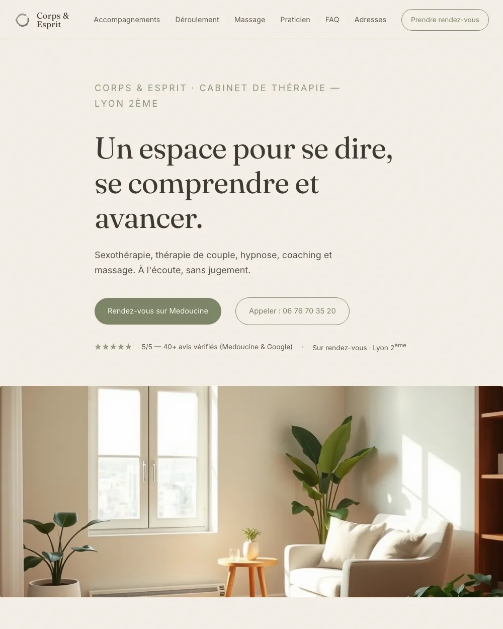 Page d'accueil du site Corps & Esprit